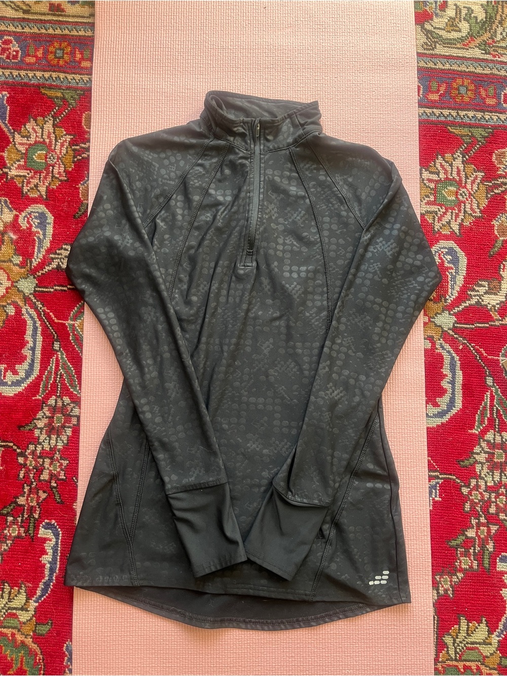 bcg Black Half-Zip Cowl Neck Performance Top
